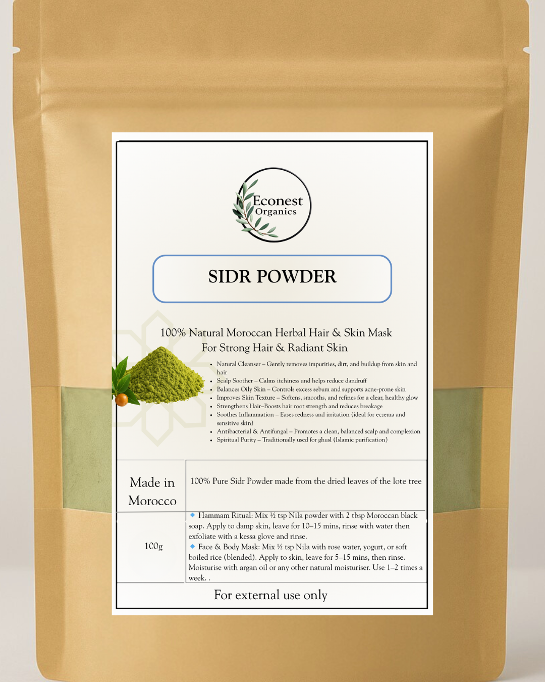 NEW! 100% Pure Sidr Powder for body & Hair Purification