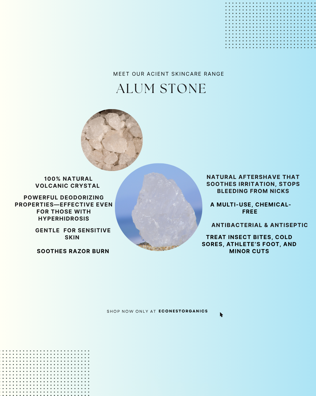 Alum Stone- Natural Deodorant Crystal Fragrance Free, Vegan, cruelty Free - Suitable for Women, Men, and Kids